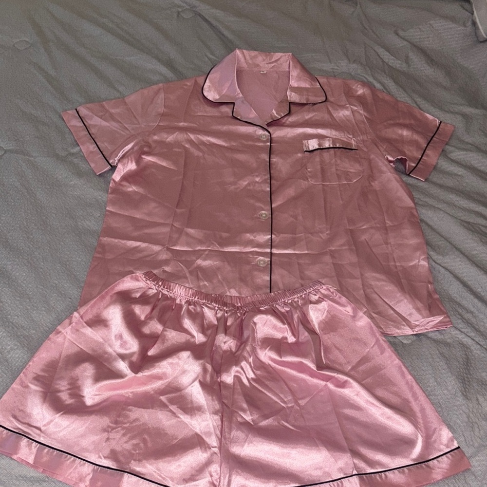Shein Silky Pink Women's Pajama Set